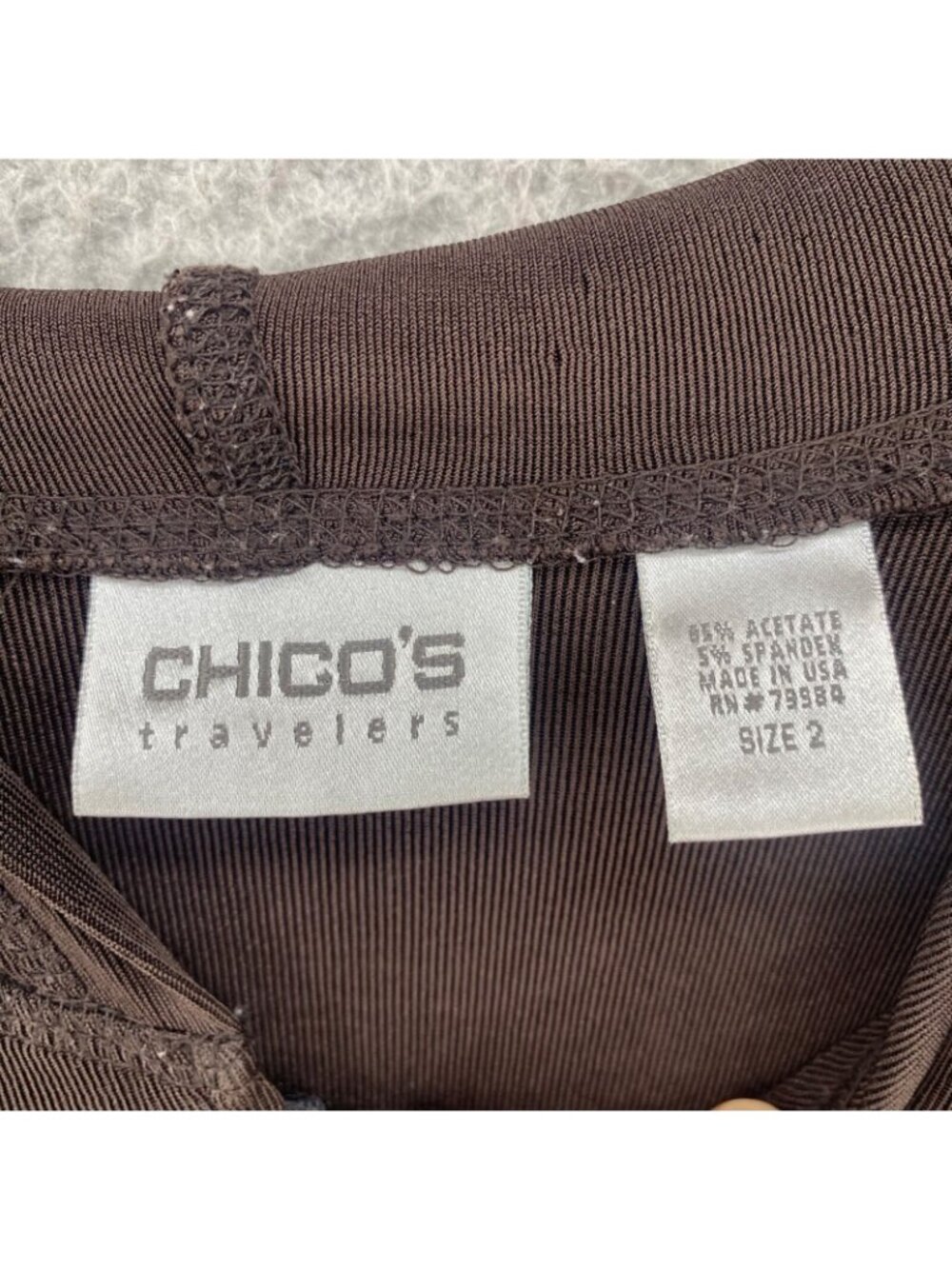 Chicos Hoodie Womens 2 US Large Brown Travelers Knit Stretch Full Zip Pockets - Picture 5 of 9